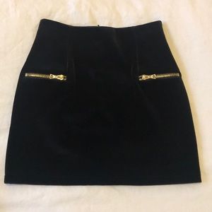 Sandro Black Velvet Mini Skirt